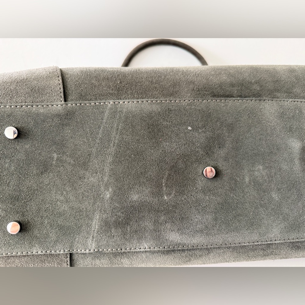 COS Small Studio Suede Leather Shoulder Bag Tote Handbag, Gray - Picture 7 of 10